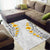 White Tropical Plumeria With Galaxy Polynesian Art Area Rug