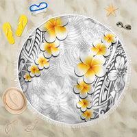 White Tropical Plumeria With Galaxy Polynesian Art Beach Blanket LT14 One Size 150cm White - Polynesian Pride