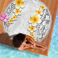 White Tropical Plumeria With Galaxy Polynesian Art Beach Blanket LT14 - Polynesian Pride