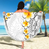 White Tropical Plumeria With Galaxy Polynesian Art Beach Blanket LT14 - Polynesian Pride
