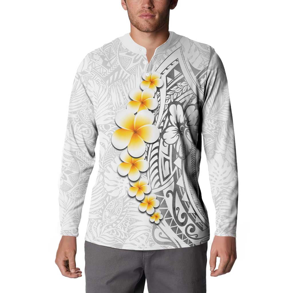 White Tropical Plumeria With Galaxy Polynesian Art Button Sweatshirt LT14 - Polynesian Pride