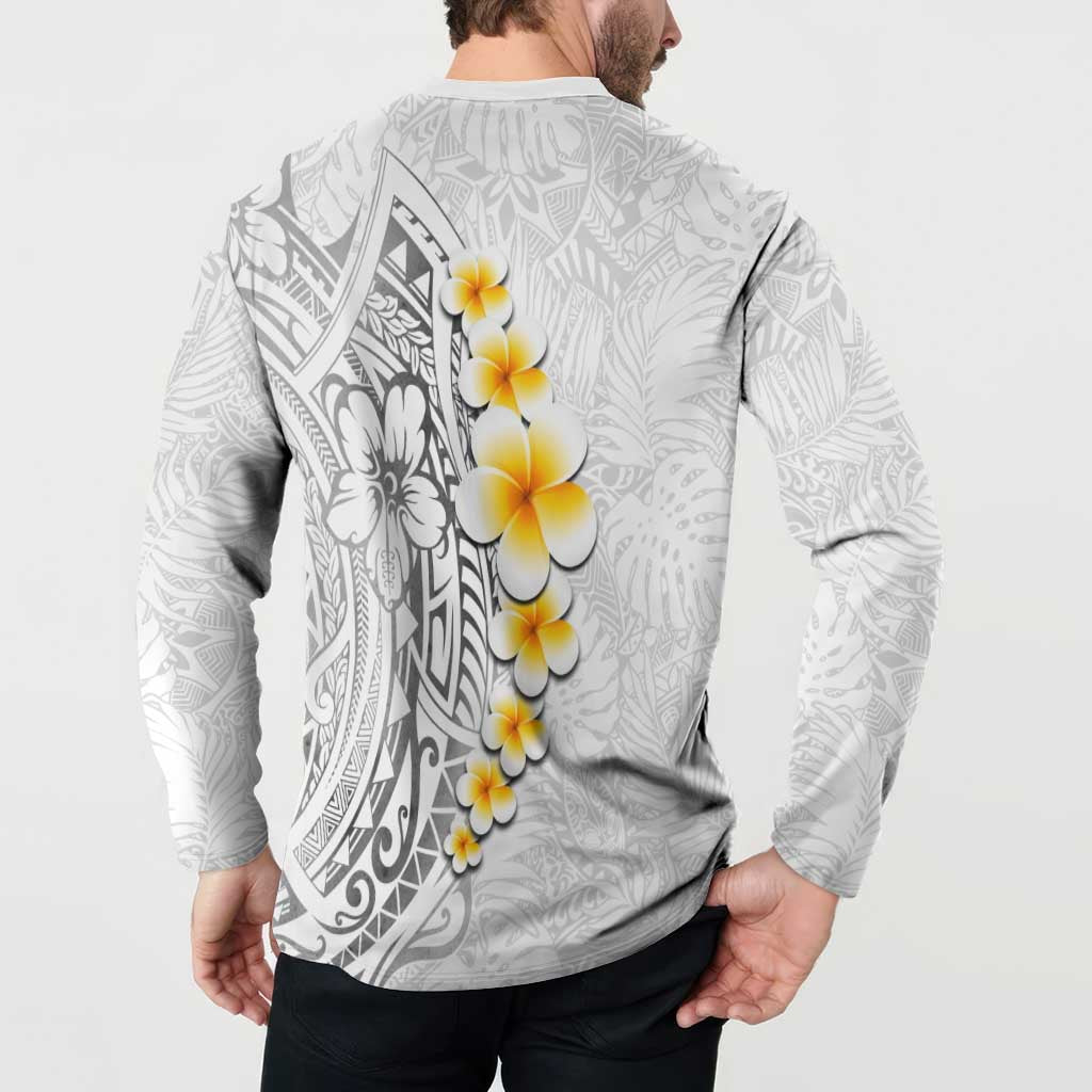 White Tropical Plumeria With Galaxy Polynesian Art Button Sweatshirt LT14 - Polynesian Pride