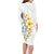 White Tropical Plumeria With Galaxy Polynesian Art Family Matching Long Sleeve Bodycon Dress and Hawaiian Shirt