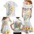 White Tropical Plumeria With Galaxy Polynesian Art Family Matching Mermaid Dress and Hawaiian Shirt