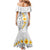 White Tropical Plumeria With Galaxy Polynesian Art Family Matching Mermaid Dress and Hawaiian Shirt