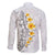 White Tropical Plumeria With Galaxy Polynesian Art Family Matching Off The Shoulder Long Sleeve Dress and Hawaiian Shirt