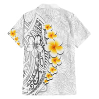 White Tropical Plumeria With Galaxy Polynesian Art Family Matching Puletasi and Hawaiian Shirt LT14 - Polynesian Pride