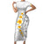 White Tropical Plumeria With Galaxy Polynesian Art Family Matching Short Sleeve Bodycon Dress and Hawaiian Shirt