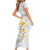 White Tropical Plumeria With Galaxy Polynesian Art Family Matching Short Sleeve Bodycon Dress and Hawaiian Shirt