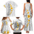 White Tropical Plumeria With Galaxy Polynesian Art Family Matching Tank Maxi Dress and Hawaiian Shirt