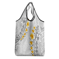 White Tropical Plumeria With Galaxy Polynesian Art Grocery Bag LT14 - Polynesian Pride