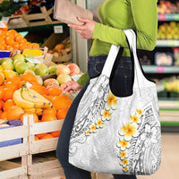 White Tropical Plumeria With Galaxy Polynesian Art Grocery Bag LT14 - Polynesian Pride