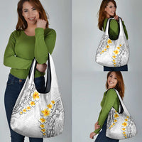 White Tropical Plumeria With Galaxy Polynesian Art Grocery Bag LT14 - Polynesian Pride