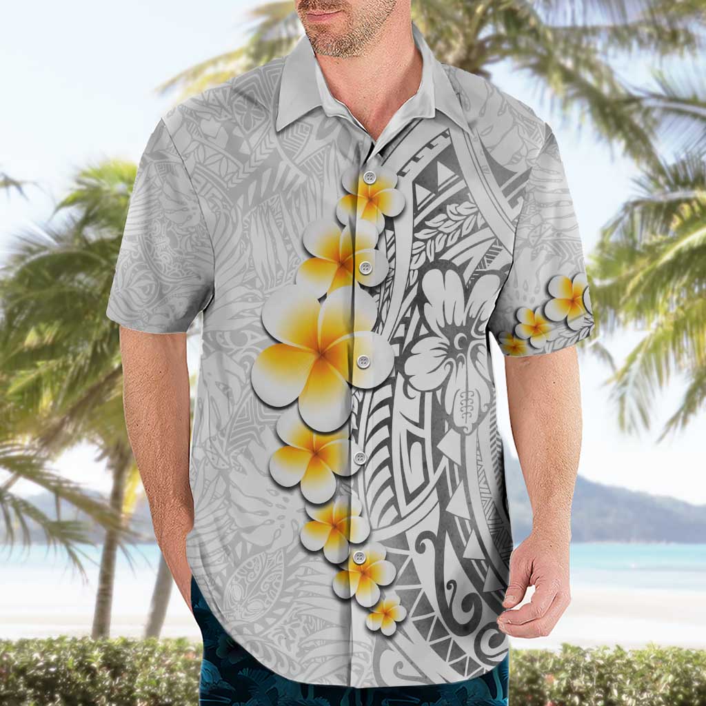 White Tropical Plumeria With Galaxy Polynesian Art Hawaiian Shirt LT14 - Polynesian Pride