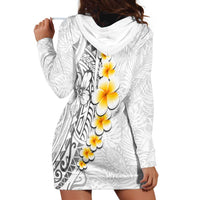 White Tropical Plumeria With Galaxy Polynesian Art Hoodie Dress LT14 - Polynesian Pride