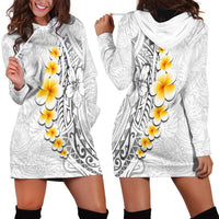 White Tropical Plumeria With Galaxy Polynesian Art Hoodie Dress LT14 - Polynesian Pride