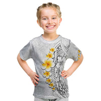 White Tropical Plumeria With Galaxy Polynesian Art Kid T Shirt