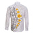 White Tropical Plumeria With Galaxy Polynesian Art Long Sleeve Button Shirt