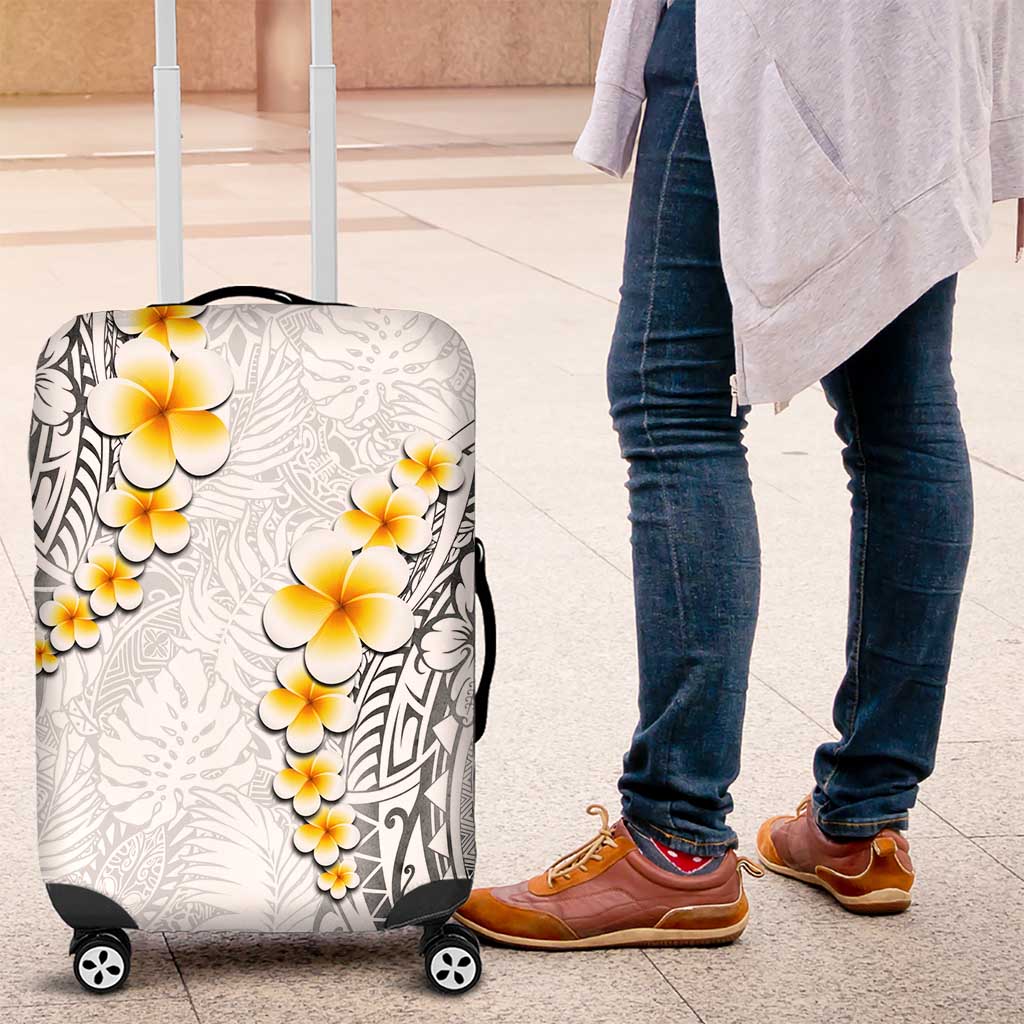 White Tropical Plumeria With Galaxy Polynesian Art Luggage Cover