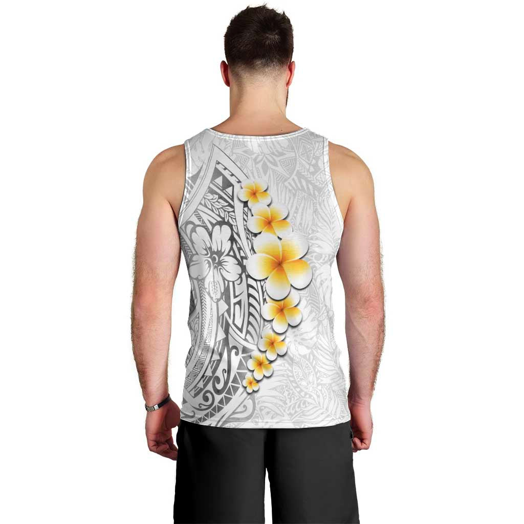 White Tropical Plumeria With Galaxy Polynesian Art Men Tank Top LT14 - Polynesian Pride
