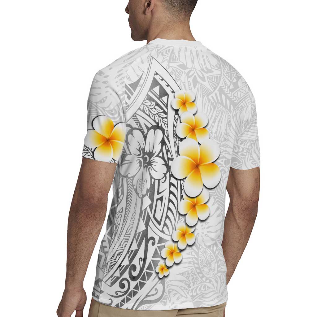 White Tropical Plumeria With Galaxy Polynesian Art Rugby Jersey LT14 - Polynesian Pride