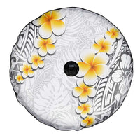 White Tropical Plumeria With Galaxy Polynesian Art Spare Tire Cover LT14 - Polynesian Pride