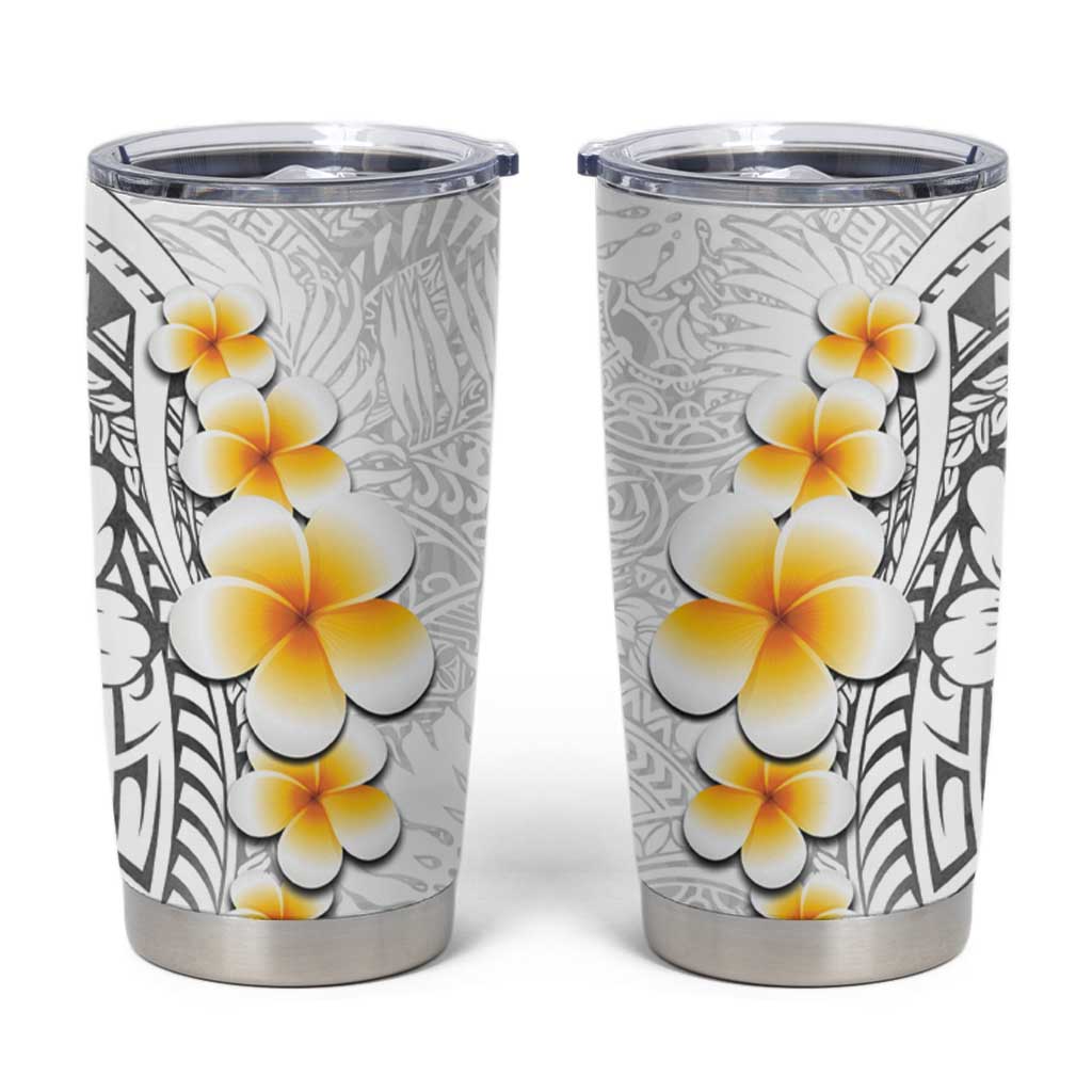 White Tropical Plumeria With Galaxy Polynesian Art Tumbler Cup LT14 White - Polynesian Pride