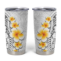White Tropical Plumeria With Galaxy Polynesian Art Tumbler Cup LT14 White - Polynesian Pride