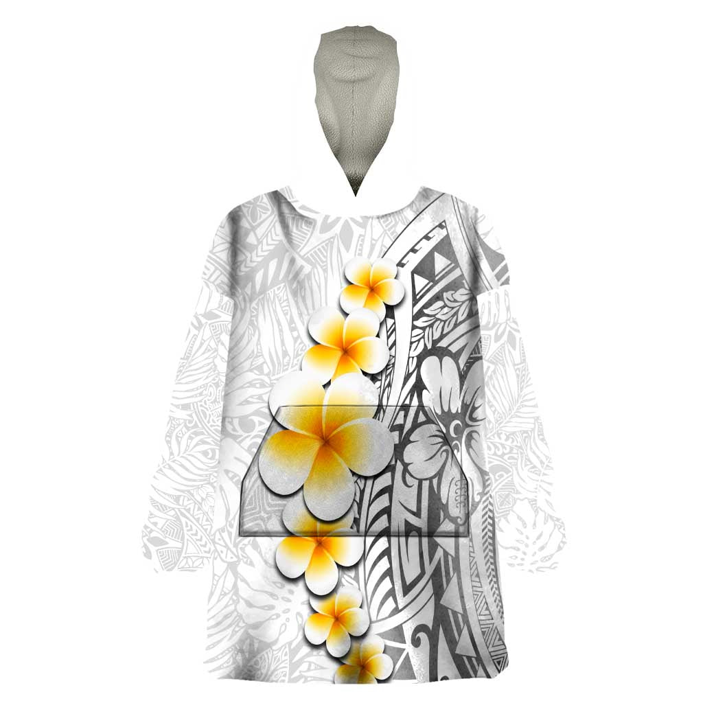 White Tropical Plumeria With Galaxy Polynesian Art Wearable Blanket Hoodie LT14 One Size White - Polynesian Pride