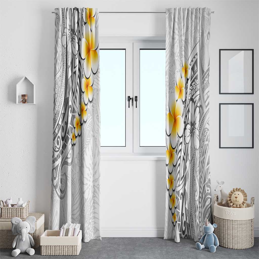 White Tropical Plumeria With Galaxy Polynesian Art Window Curtain LT14 - Polynesian Pride