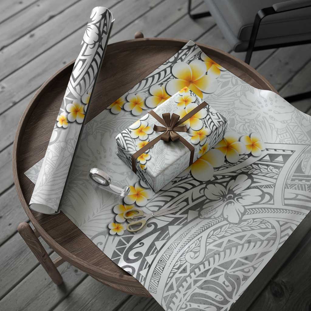White Polynesia Wrapping Paper Plumeria Tropical Leaves With Galaxy Polynesian Art LT14 - Polynesian Pride