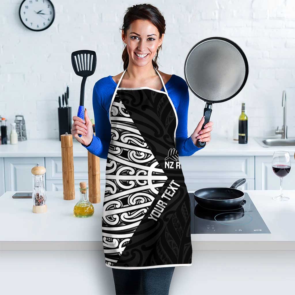 New Zealand Silver Fern Rugby Custom Apron Maori Koru Go Black Fern - Polynesian Pride
