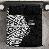 New Zealand Silver Fern Rugby Custom Bedding Set Maori Koru Go Black Fern - Polynesian Pride