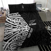 New Zealand Silver Fern Rugby Custom Bedding Set Maori Koru Go Black Fern - Polynesian Pride