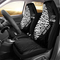 New Zealand Silver Fern Rugby Custom Car Seat Cover Maori Koru Go Black Fern - Polynesian Pride