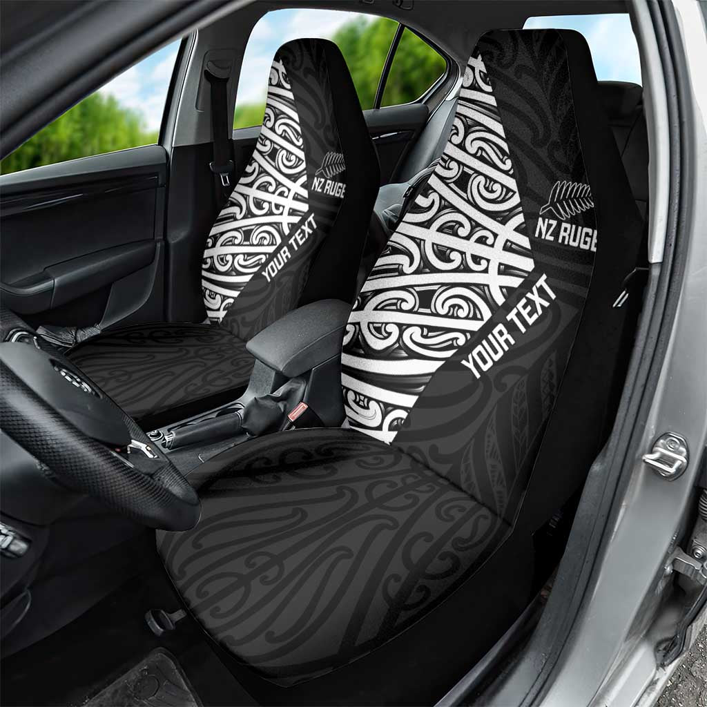 New Zealand Silver Fern Rugby Custom Car Seat Cover Maori Koru Go Black Fern - Polynesian Pride