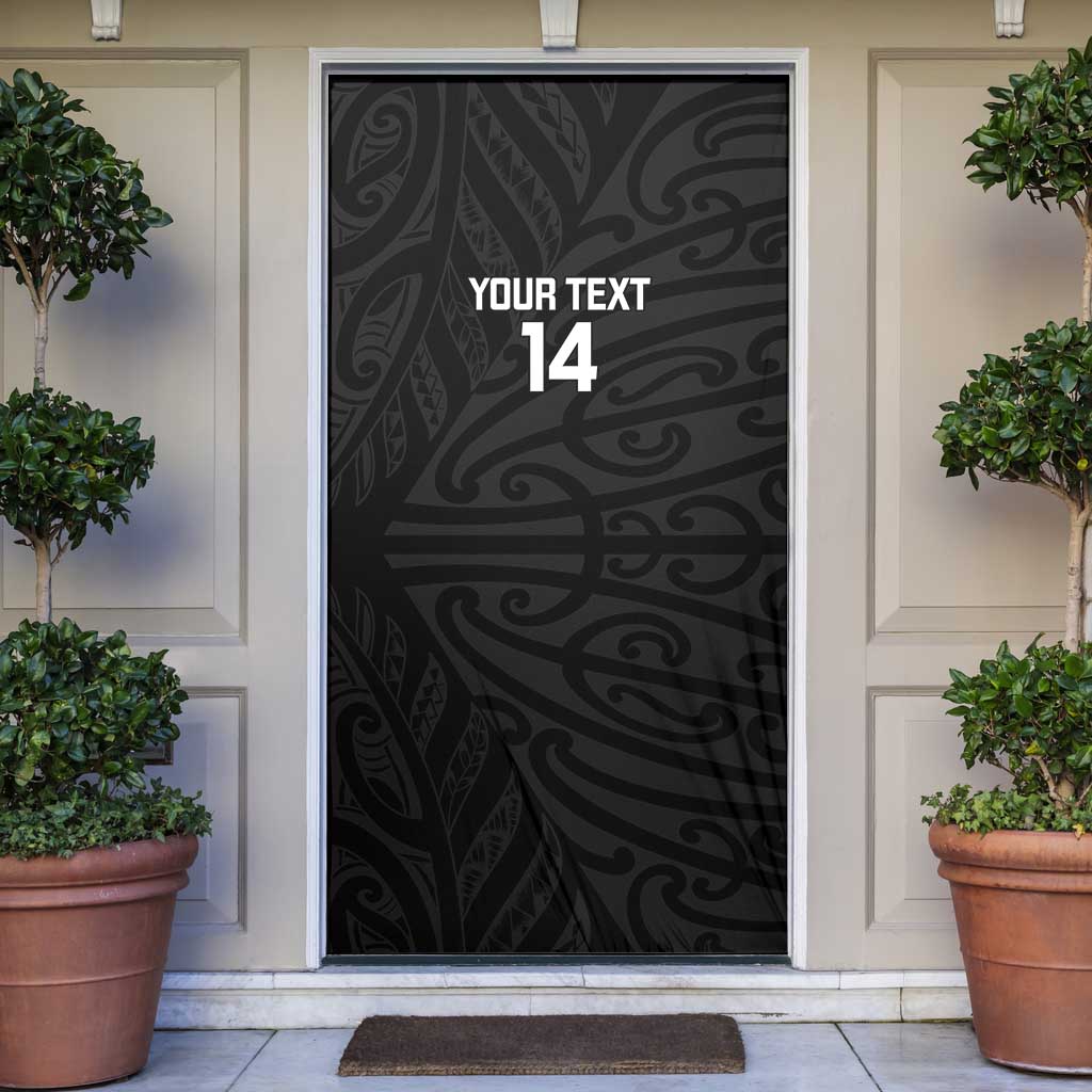 New Zealand Silver Fern Rugby Custom Door Cover Maori Koru Go Black Fern - Polynesian Pride