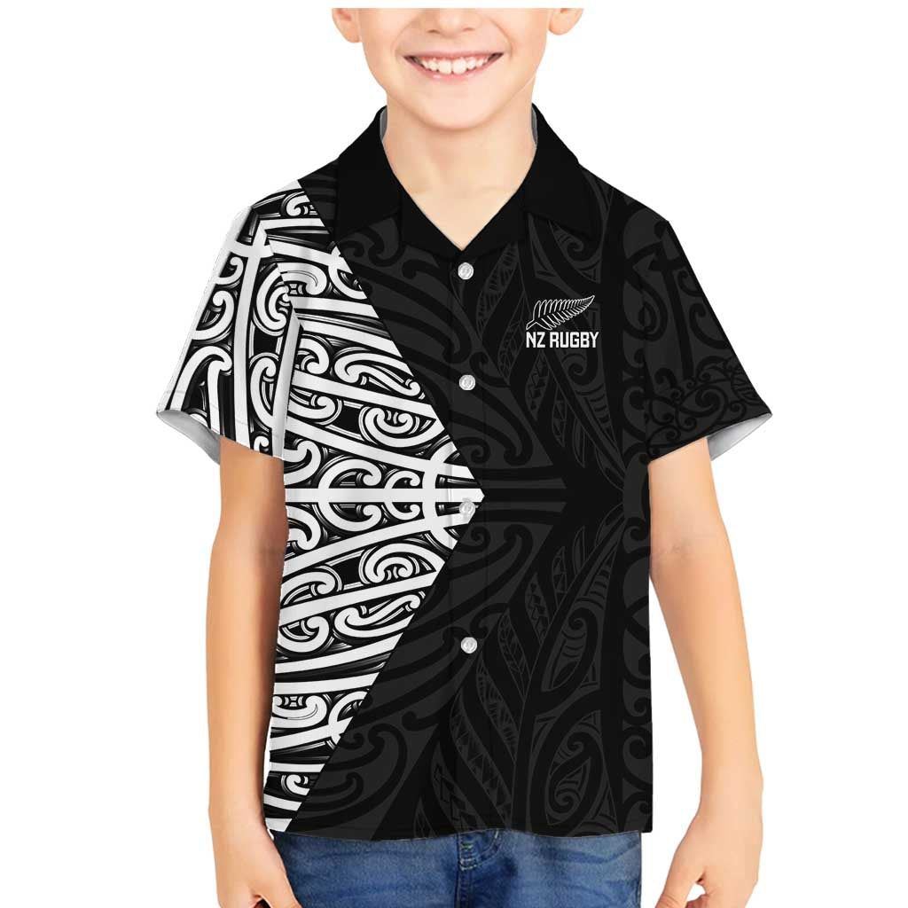 New Zealand Silver Fern Rugby Custom Family Matching Mermaid Dress and Hawaiian Shirt Maori Koru Go Black Fern - Polynesian Pride