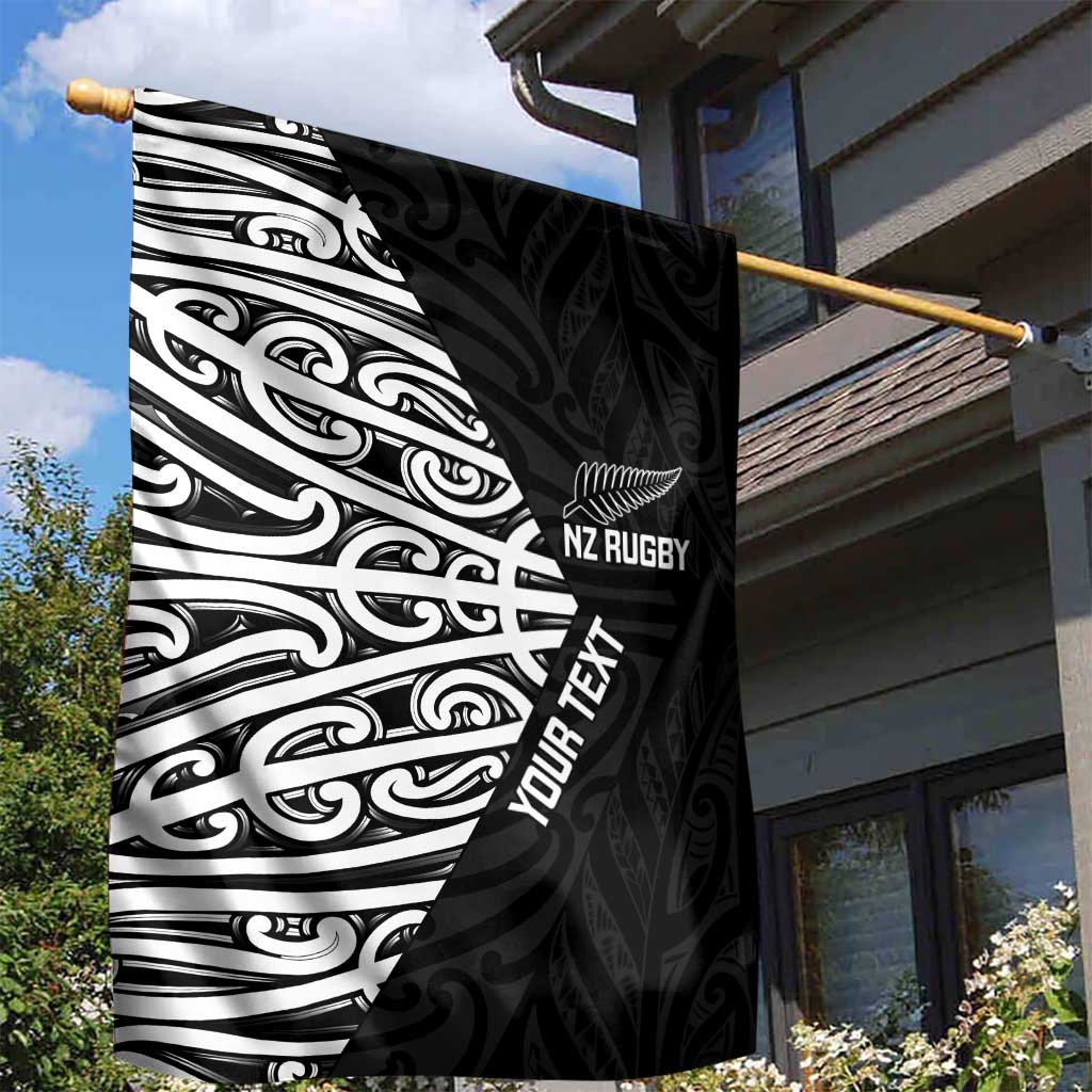 New Zealand Silver Fern Rugby Custom Garden Flag Maori Koru Go Black Fern - Polynesian Pride