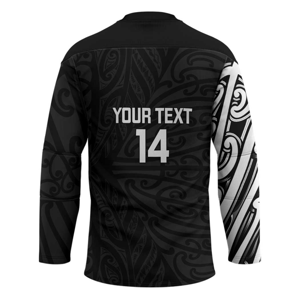New Zealand Silver Fern Rugby Custom Hockey Jersey Maori Koru Go Black Fern - Polynesian Pride