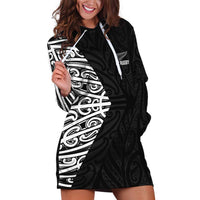 New Zealand Silver Fern Rugby Custom Hoodie Dress Maori Koru Go Black Fern - Polynesian Pride
