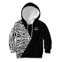 New Zealand Silver Fern Rugby Custom Kid Hoodie Maori Koru Go Black Fern - Polynesian Pride