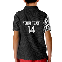 New Zealand Silver Fern Rugby Custom Kid Polo Shirt Maori Koru Go Black Fern - Polynesian Pride