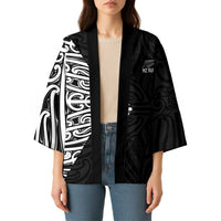 New Zealand Silver Fern Rugby Custom Kimono Maori Koru Go Black Fern - Polynesian Pride