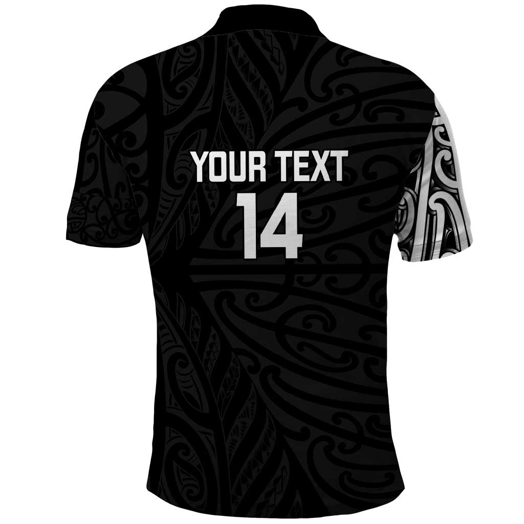 New Zealand Silver Fern Rugby Custom Polo Shirt Maori Koru Go Black Fern - Polynesian Pride