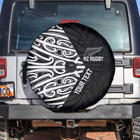 New Zealand Silver Fern Rugby Custom Spare Tire Cover Maori Koru Go Black Fern - Polynesian Pride
