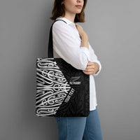 New Zealand Silver Fern Rugby Custom Tote Bag Maori Koru Go Black Fern - Polynesian Pride