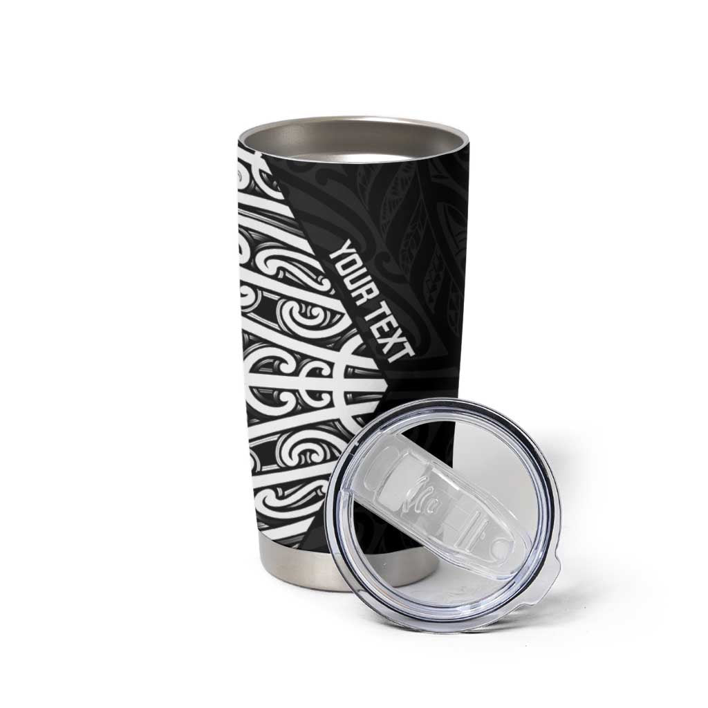 New Zealand Silver Fern Rugby Custom Tumbler Cup Maori Koru Go Black Fern - Polynesian Pride