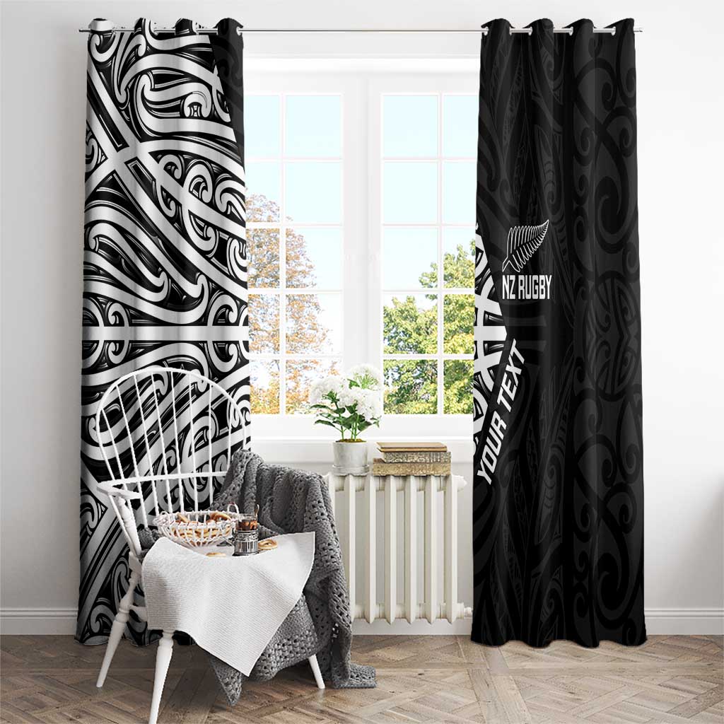 New Zealand Silver Fern Rugby Custom Window Curtain Maori Koru Go Black Fern - Polynesian Pride