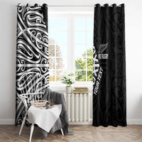New Zealand Silver Fern Rugby Custom Window Curtain Maori Koru Go Black Fern - Polynesian Pride